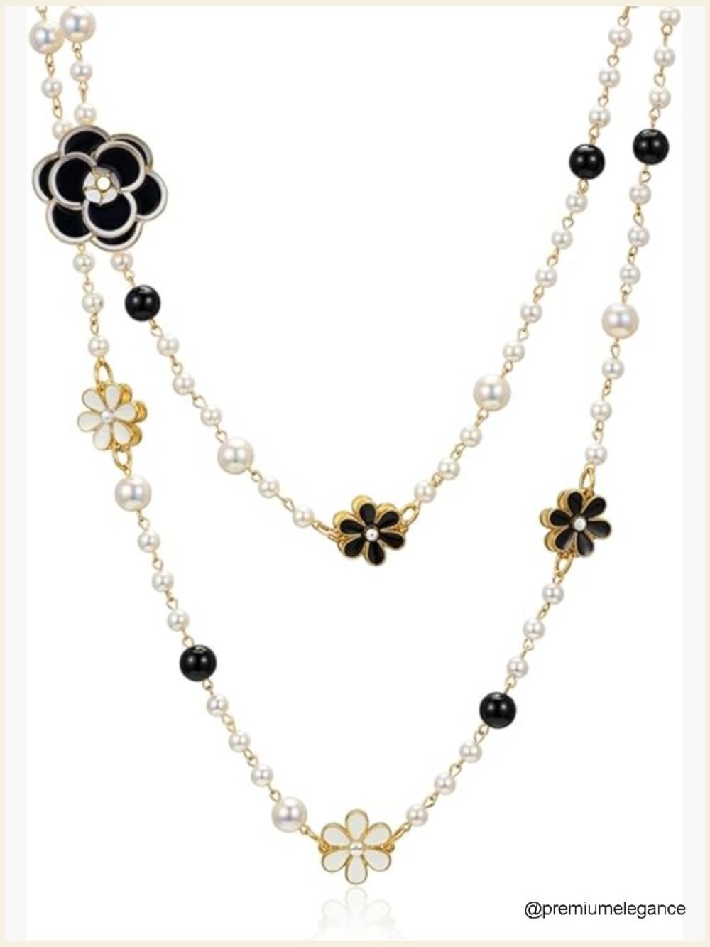 Faux Pearl Layered Necklace Dainty Multiple Strand Long